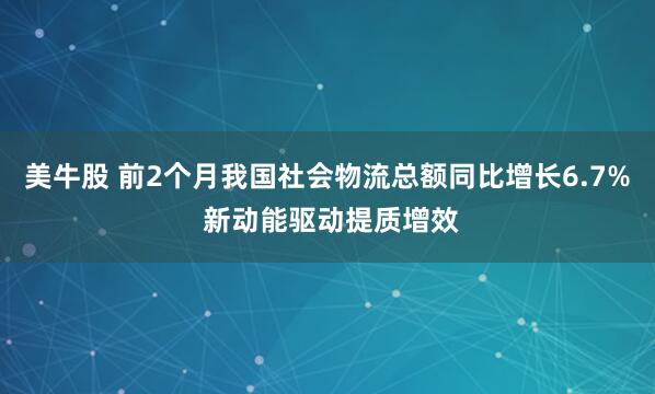 美牛股 前2个月我国社会物流总额同比增长6.7% 新动能驱动提质增效